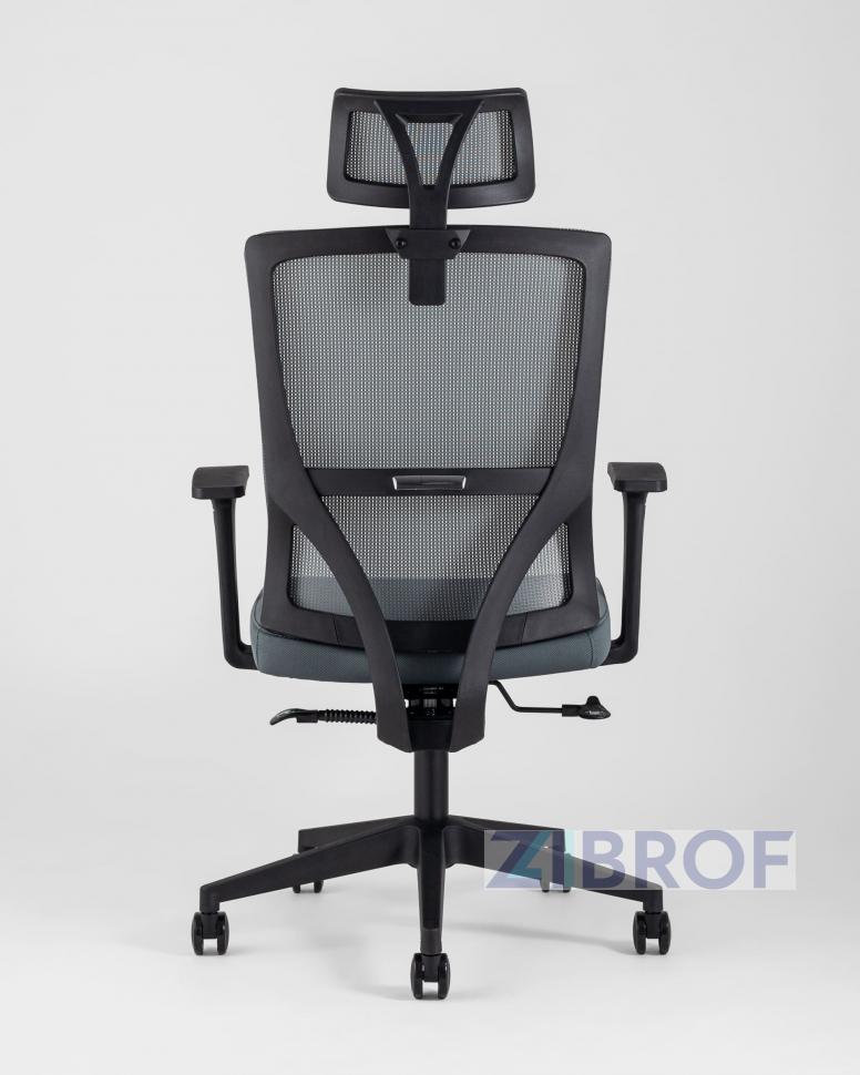 Компьютерное кресло для руководителя TopChairs Local офисное серое обивка сетка ткань крестовина пластик