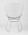 Стул обеденный Bertoia хромированный металл с белой подушкой из экокожи