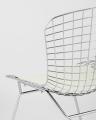 Стул обеденный Bertoia хромированный металл с белой подушкой из экокожи