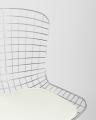 Стул обеденный Bertoia хромированный металл с белой подушкой из экокожи
