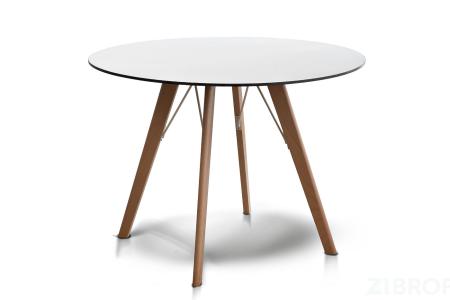 «Франческо» Стол интерьерный Ø90см, столешница HPL, цвет Молочный, деревянное подстолье