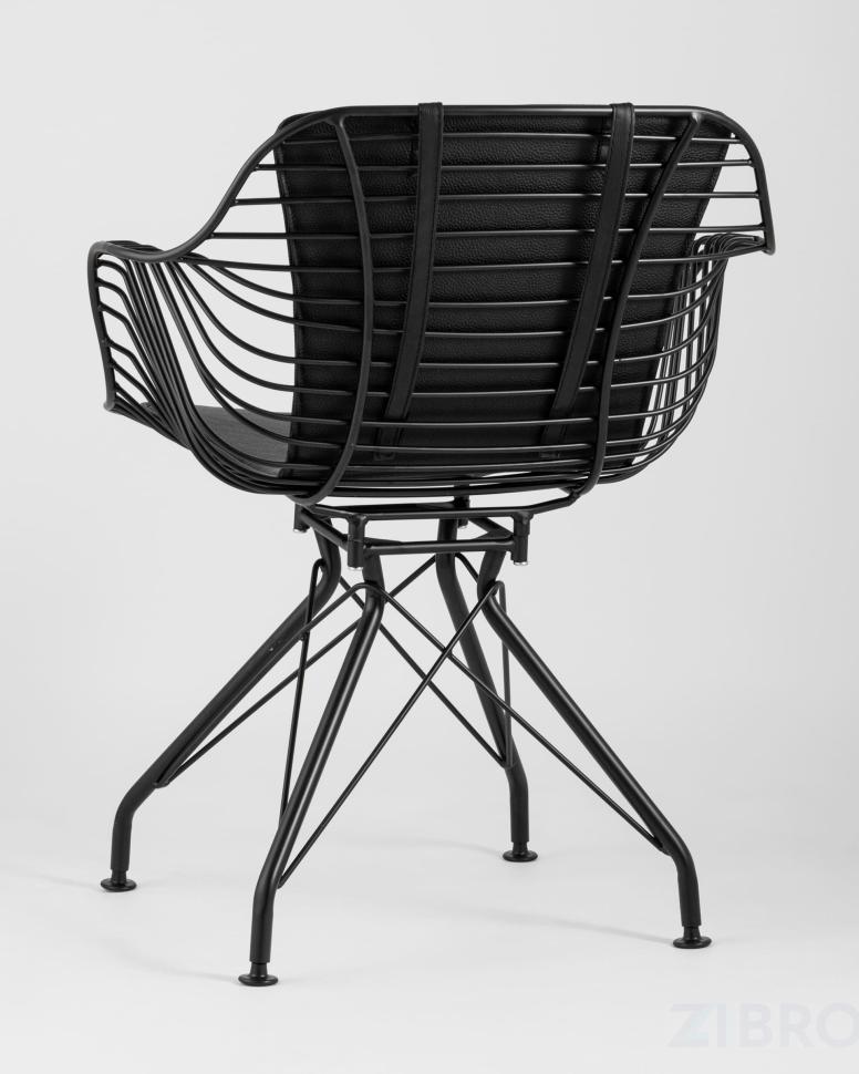 Кресло Thomas черное из металла с обивкой из экокожи черного цвета