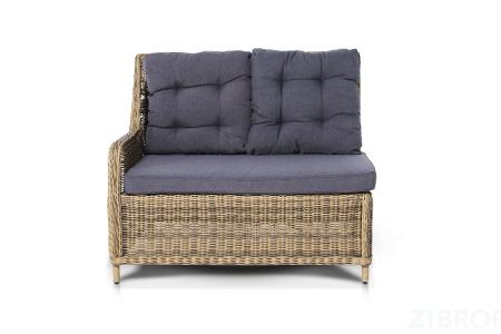 Бергамо, плетеный правый модуль дивана, соломенный