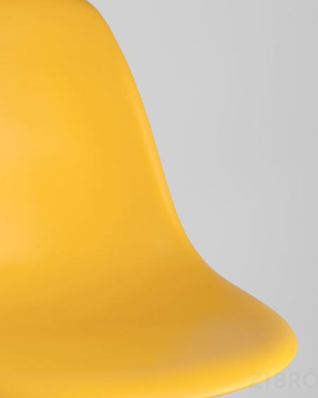 Стул DSW желтый пластик каркас из металла ножки натуральный массив бука