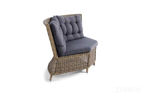 Бергамо, плетеный угловой диванный модуль, соломенный
