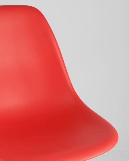 Стул DSW красный пластик каркас из металла ножки натуральный массив бука