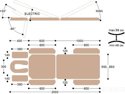 Массажный стол c двумя электроприводами X203KP