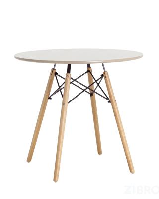 Стол EAMES DSW D80 бежевый, столешница МДФ, ножки массив бука