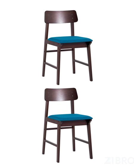 Комплект из четырёх стульев ODEN мягкая тканевая синяя обивка