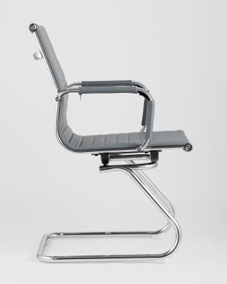 Кресло для посетителей TopChairs Visit серое, обивка из экокожи, металический каркас