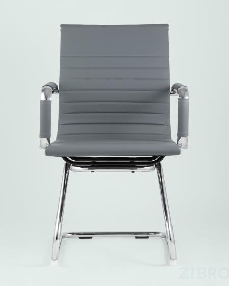 Кресло для посетителей TopChairs Visit серое, обивка из экокожи, металический каркас