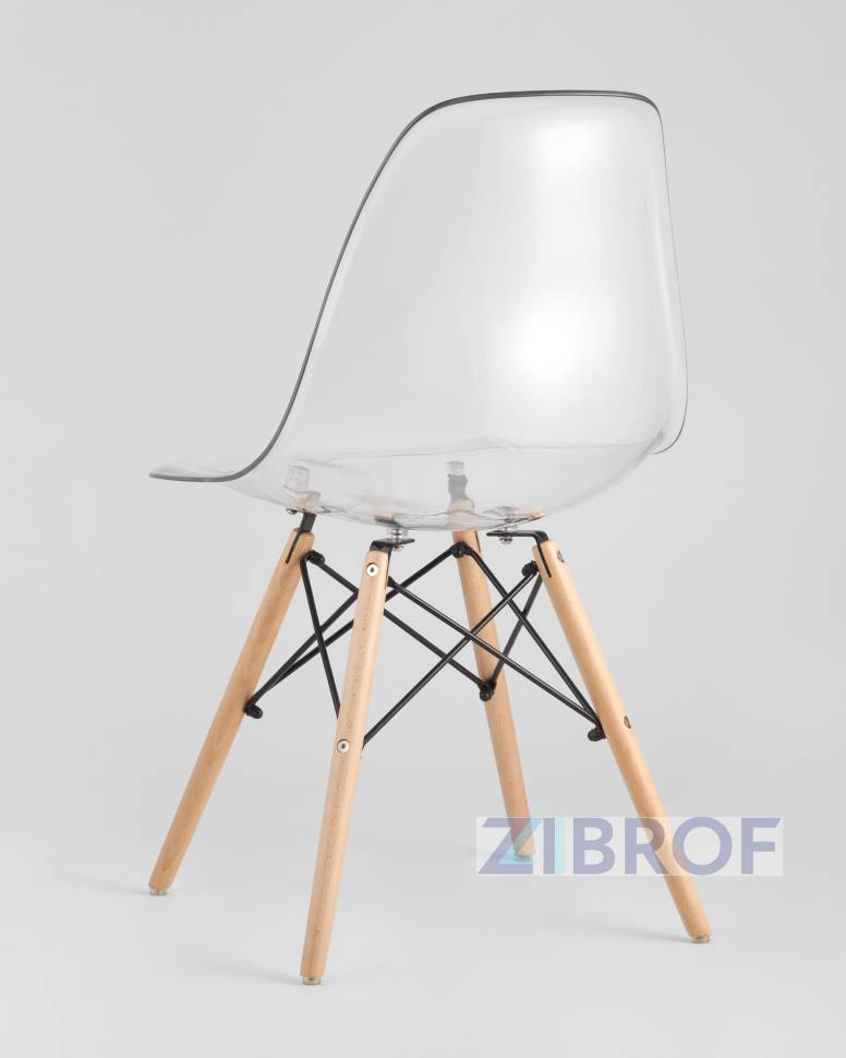 Eames стол стеклянный D80, 2 стула прозрачных