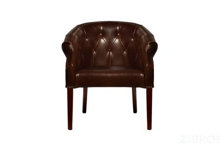 Кресло кожаное клубное темно-коричневое