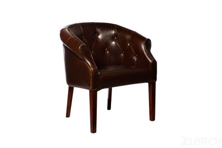 Кресло кожаное клубное темно-коричневое