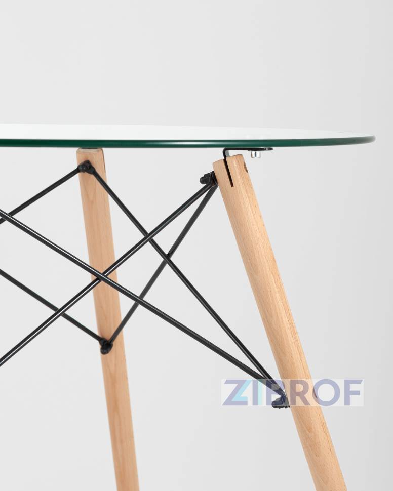 Eames стол стеклянный D80, 3 стула прозрачных