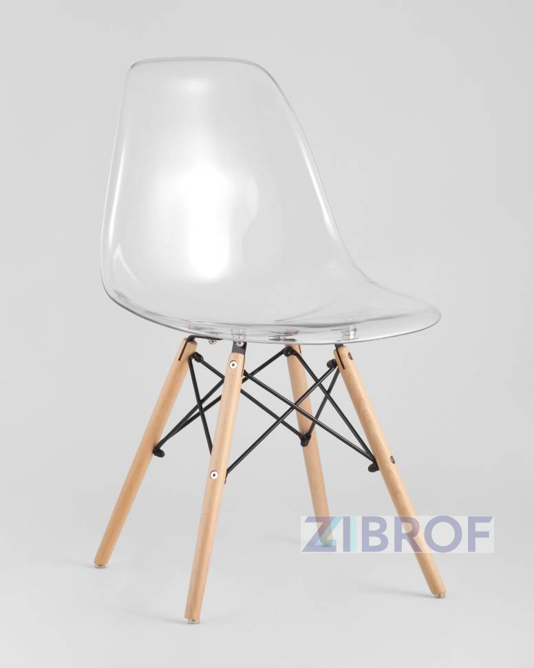 Eames стол стеклянный D80, 3 стула прозрачных