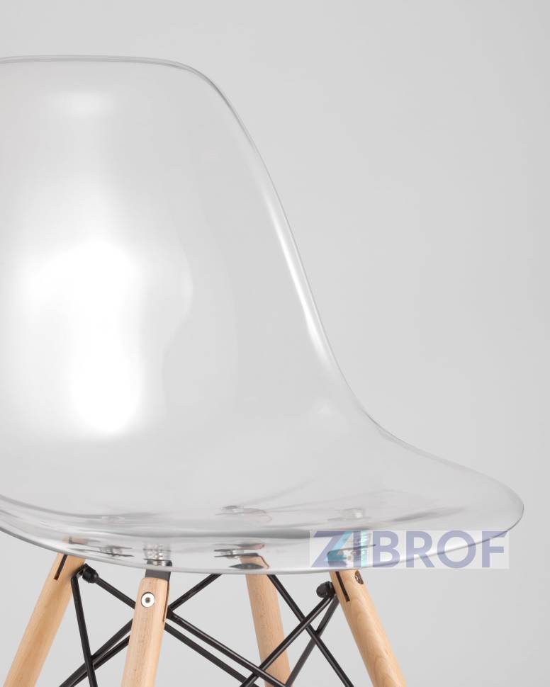 Eames стол стеклянный D80, 3 стула прозрачных