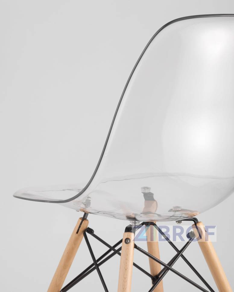 Eames стол стеклянный D80, 3 стула прозрачных