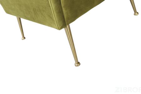 Кресло велюровое оливковое с подушкой
