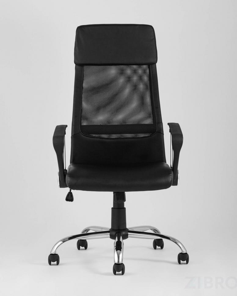 Компьютерное кресло TopChairs Bonus офисное черное в обивке из экокожи и сетки, механизм качания Top Gun