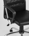 Компьютерное кресло TopChairs Bonus офисное черное в обивке из экокожи и сетки, механизм качания Top Gun