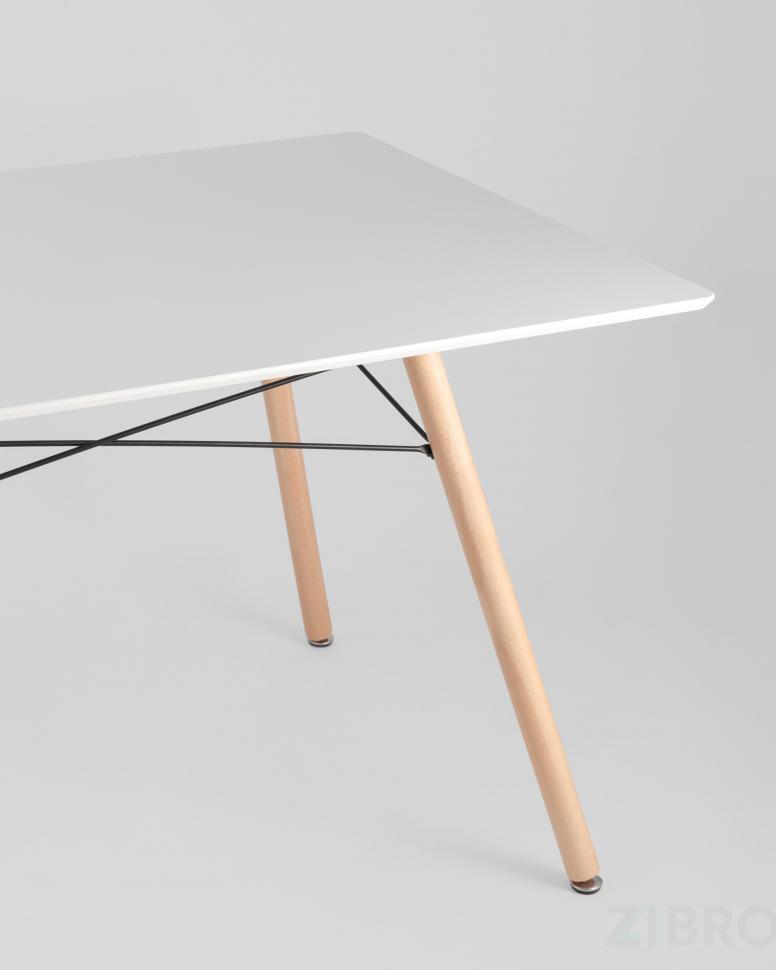 Стол Eames DSW Rectangle белый, каркас дерево и сталь, столешница МДФ