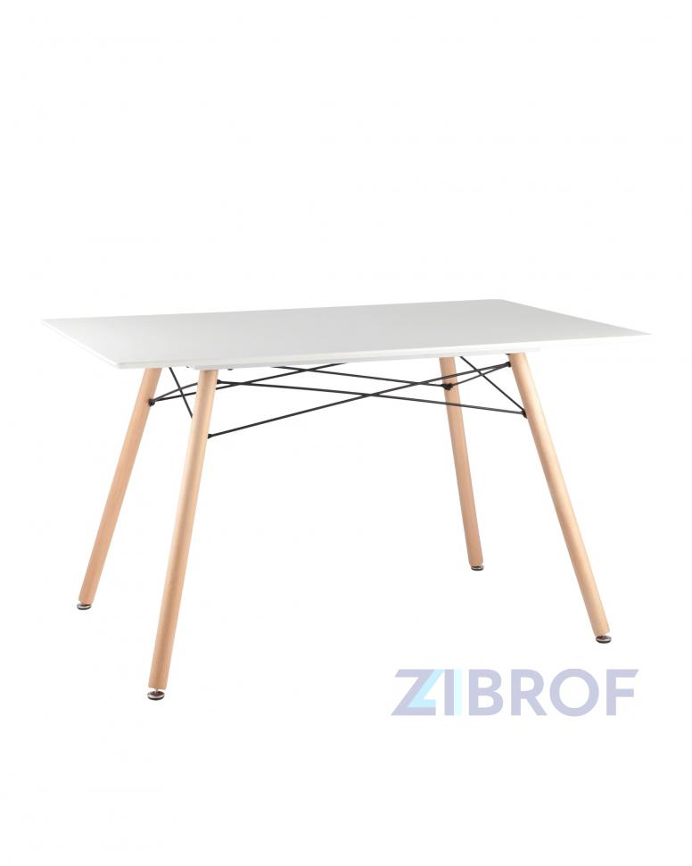 Стол Eames DSW Rectangle белый, каркас дерево и сталь, столешница МДФ