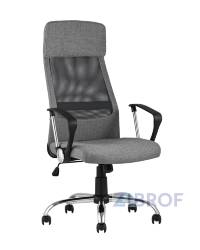 Компьютерное кресло TopChairs Bonus офисное серое в обивке из текстиля и сетки, механизм качания Top Gun
