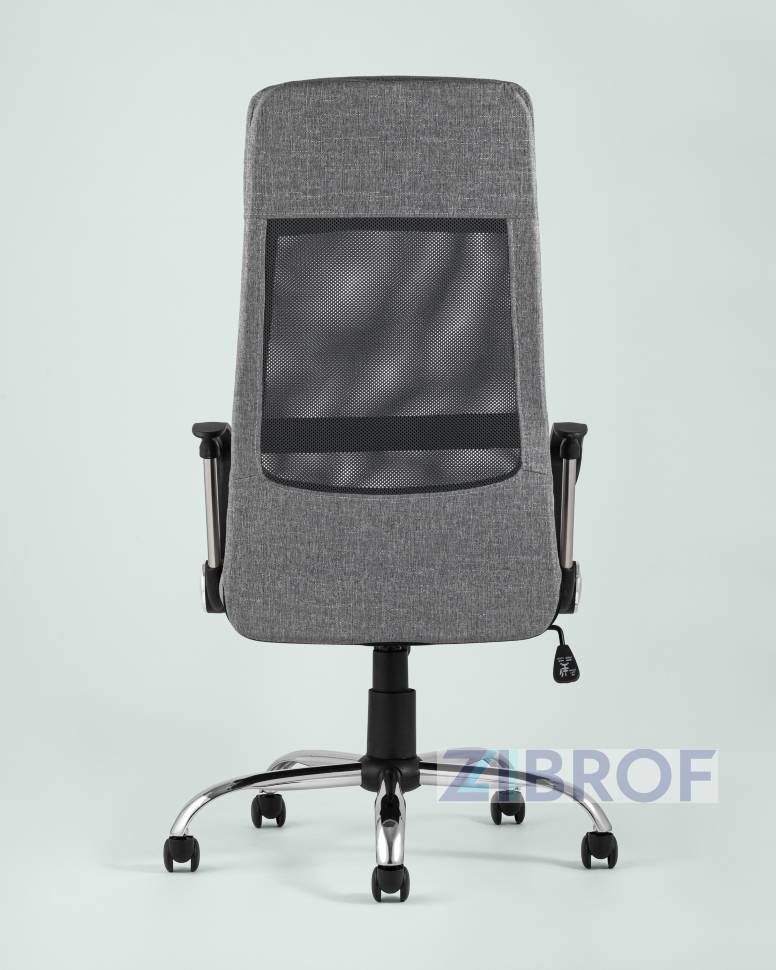 Компьютерное кресло TopChairs Bonus офисное серое в обивке из текстиля и сетки, механизм качания Top Gun пятилучье
