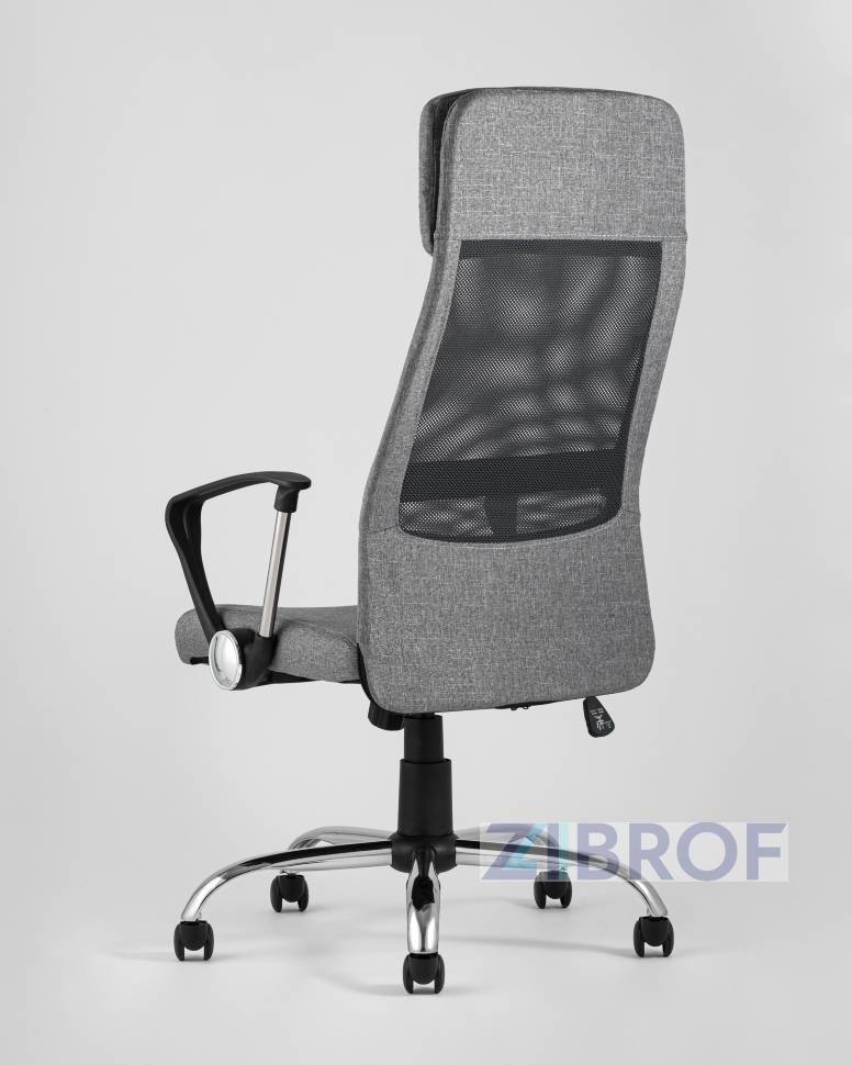Компьютерное кресло TopChairs Bonus офисное серое в обивке из текстиля и сетки, механизм качания Top Gun пятилучье