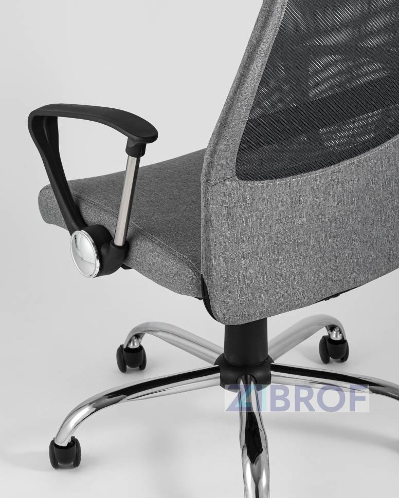 Компьютерное кресло TopChairs Bonus офисное серое в обивке из текстиля и сетки, механизм качания Top Gun пятилучье