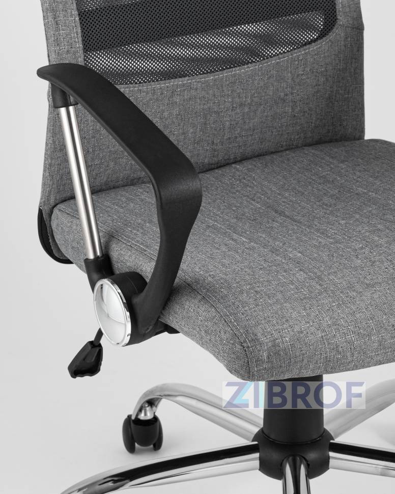 Компьютерное кресло TopChairs Bonus офисное серое в обивке из текстиля и сетки, механизм качания Top Gun пятилучье