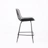 с низкой спинкой Bertoia черный металл с черной подушкой из экокожи