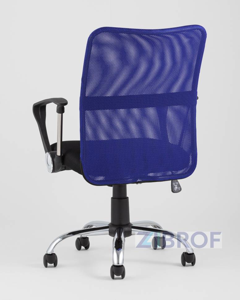Компьютерное кресло TopChairs Junior детское синее в обивке из текстиля и сетки, механизм качания Top Gun