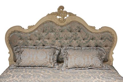 Кровать Милано MK-1866-IV двуспальная с кристаллами (цвет патины: золото) 181х201 см Слоновая кость
