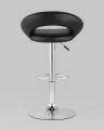 Барный стул Купер черный газлифт, кожаное сиденье, каркас с подножкой для ног хром