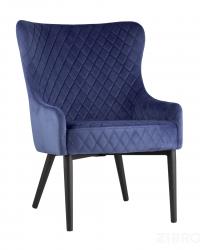 Кресло Ститч велюр синее с черными металлическими ножками