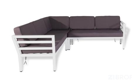 "Глория" угловой диван, каркас из алюминия. Размер 2160х2160х620мм