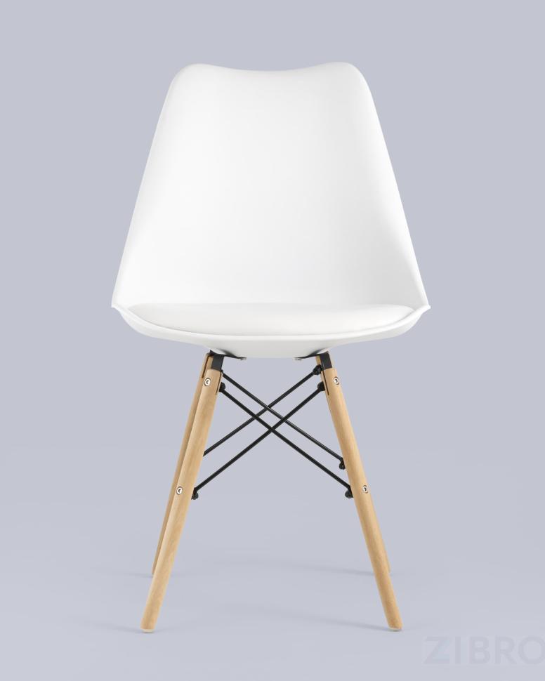 Стул Eames Soft белый обеденный сиденье экокожа ножки из массива бука
