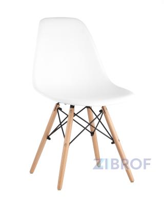 Стул Style DSW белый, литой полипропилен, стальной каркас, натуральный массив бука