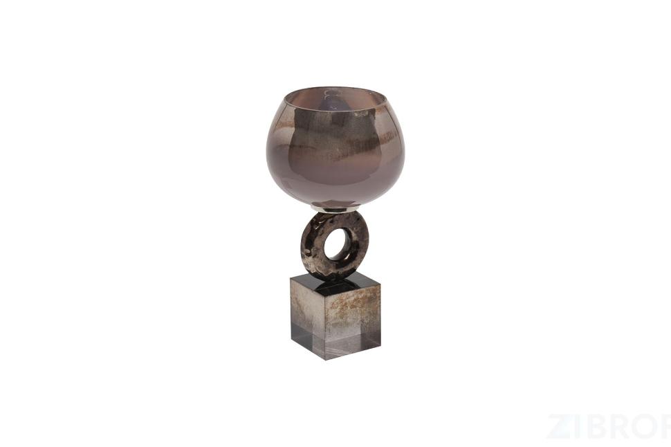 71PN-3114 Подсвечник стеклянный дымчатый d13*28см