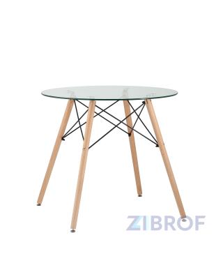 Стол обеденный EAMES DSW стеклянный, диаметр 80 см