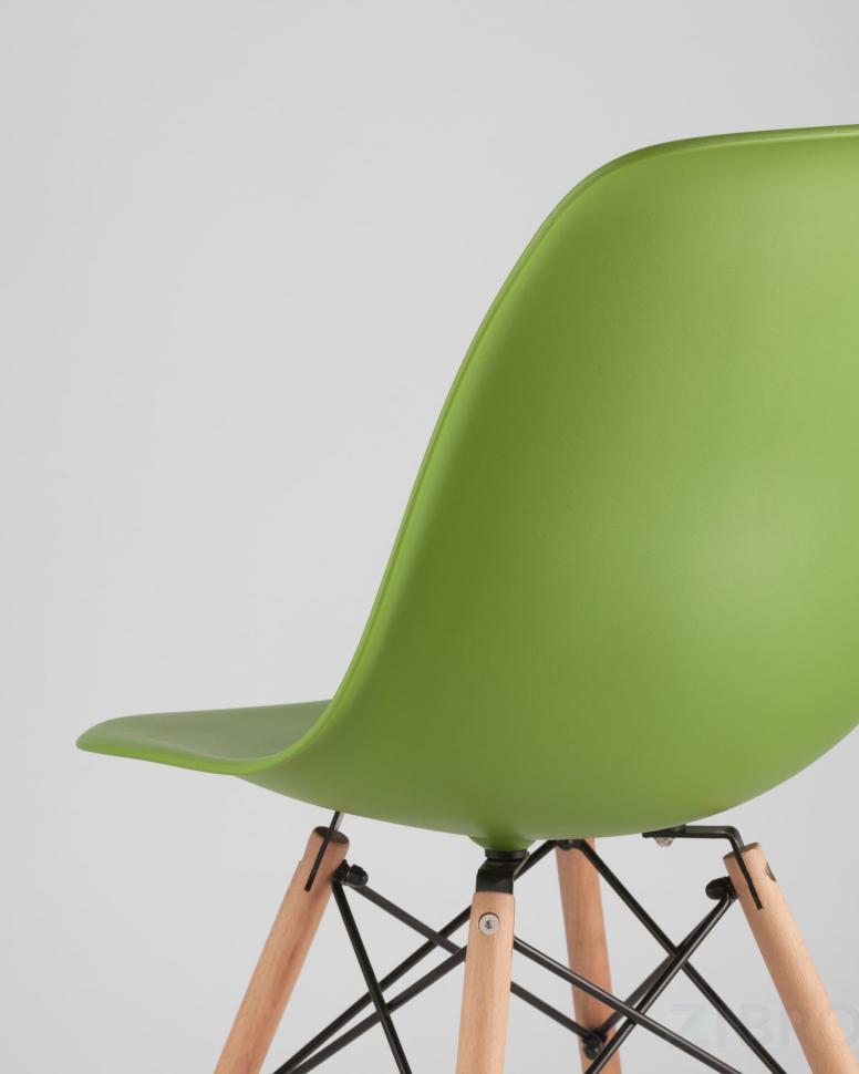 Стул Style DSW зеленый, литой полипропилен, стальной каркас, натуральный массив бука