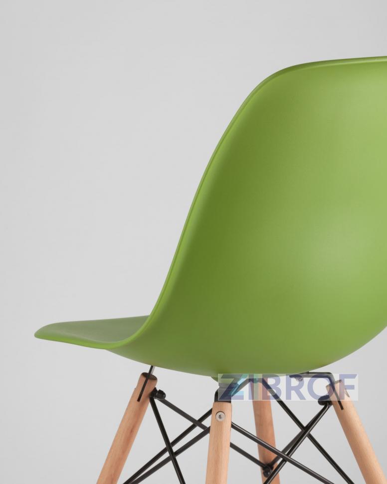 Стул Style DSW зеленый, литой полипропилен, стальной каркас, натуральный массив бука