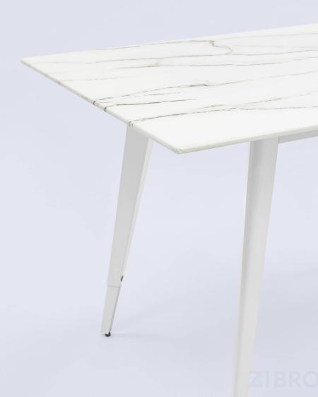 Стол обеденный Ричмонд 120*80 белый, стеклянная столешница с рисунком под мрамор