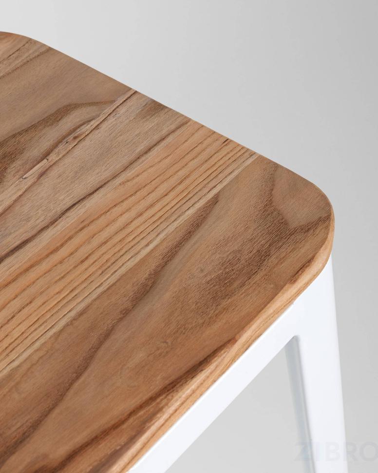 Стул барный Tolix WOOD белый глянцевый, металл с порошковым покрытием, светлое дерево, металл