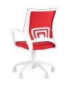 Кресло офисное Topchairs ST-BASIC-W спинка белая сетка сиденье красная ткань крестовина белый пластик