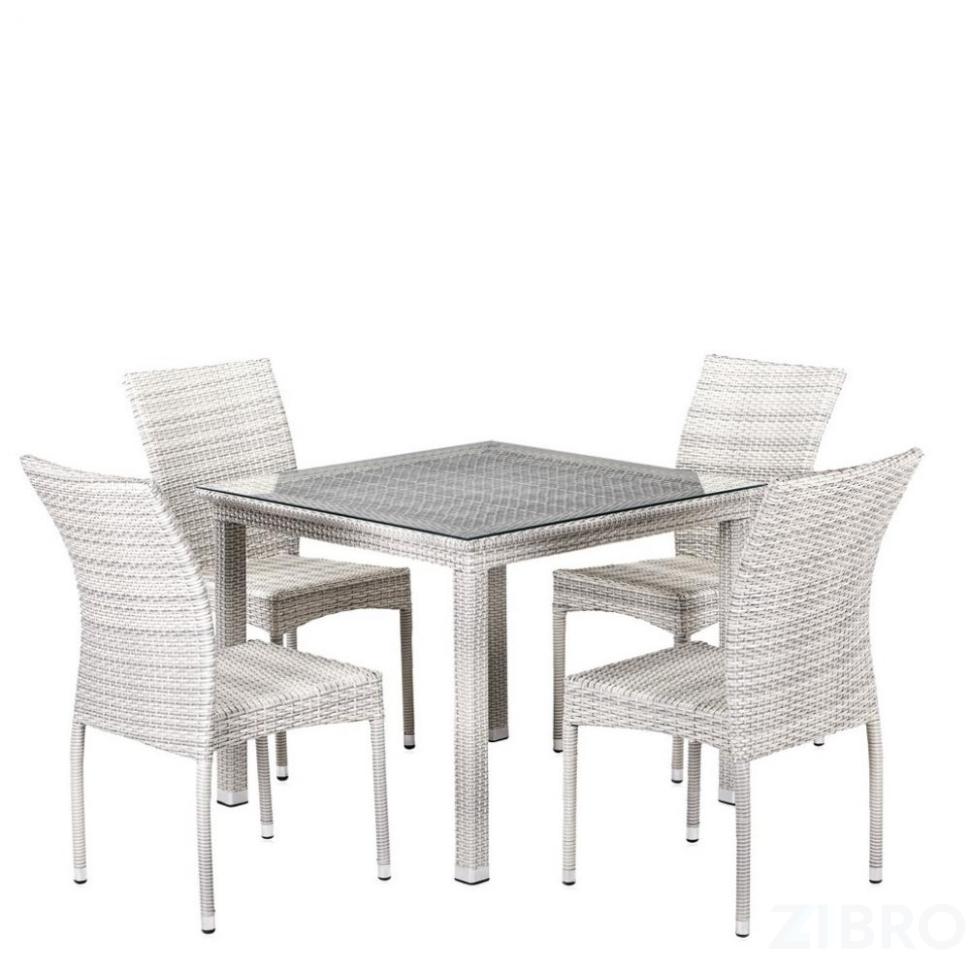Комплект плетеной мебели T257C/Y380-W85-90x90 4Pcs Latte
