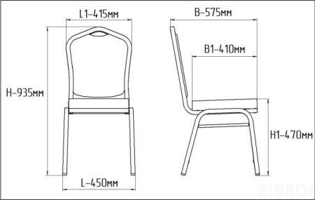 Банкетный стул Квадро 25мм- ЗОЛОТОЙ, СИНЯЯ КОРОНА, сиденье и спинка литой формованный пенополиуретан