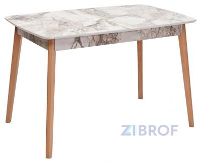 Стол обеденный 29 White Marble раскладной 120-150*75 белый мрамор
